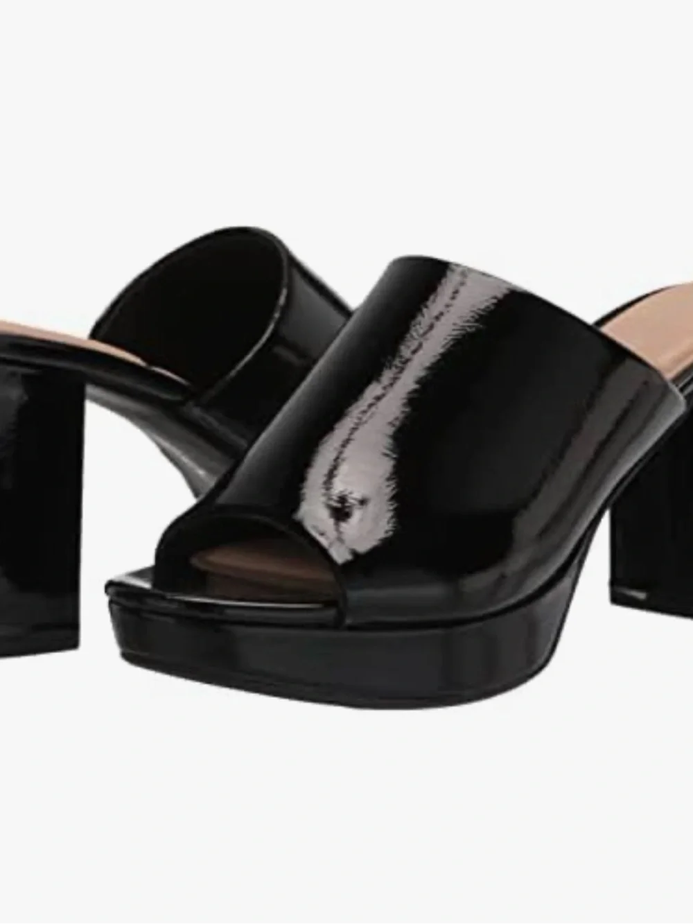 Chinese Laundry Black Patent Platform Mule Heels